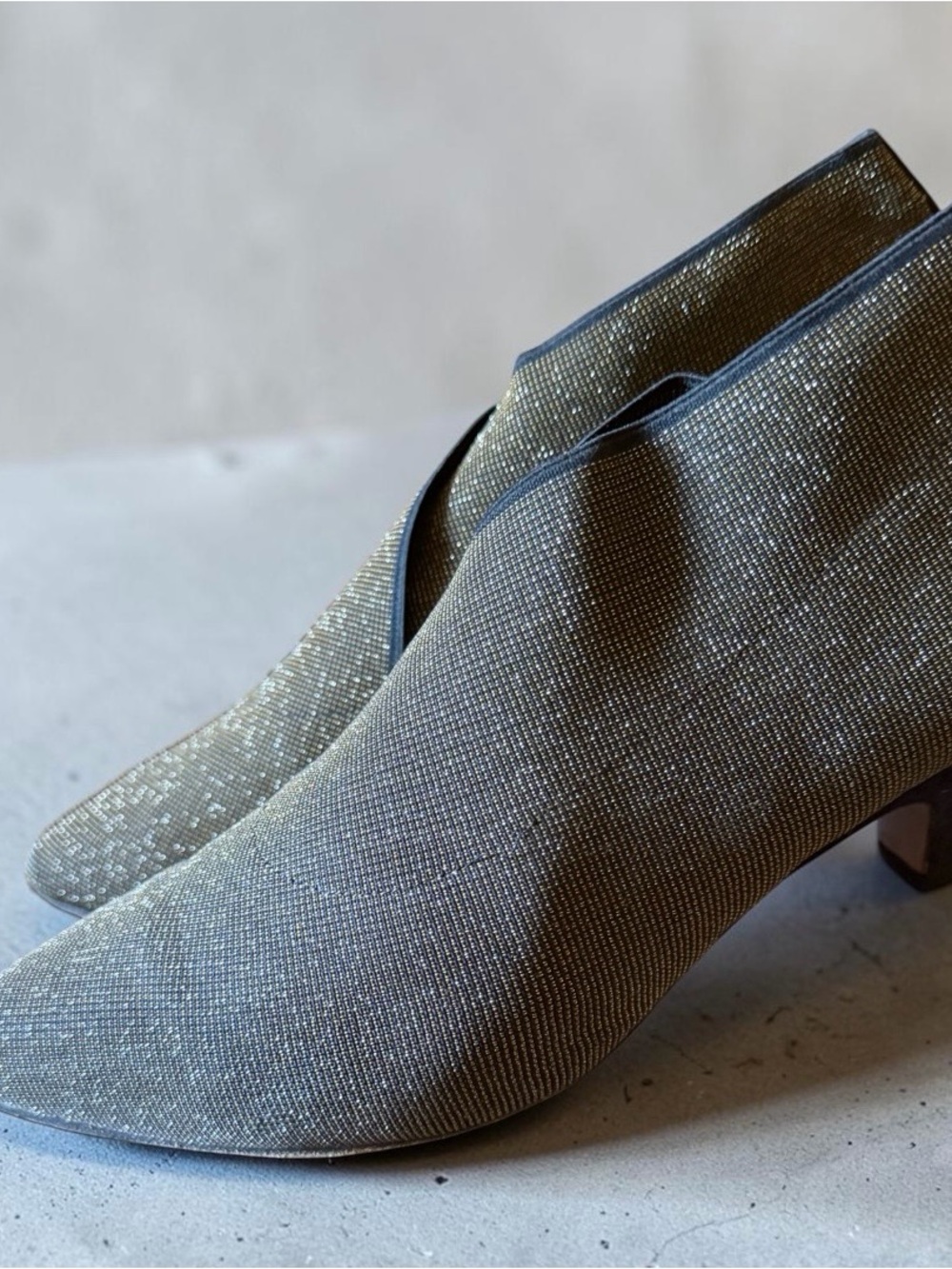 Sesto Meucci  Metallic Knit Pointed Ankle Booties